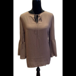 Violet & Claire Blouse Size Large Taupe Brown Bell Sleeves Flowy Classy Chic Top